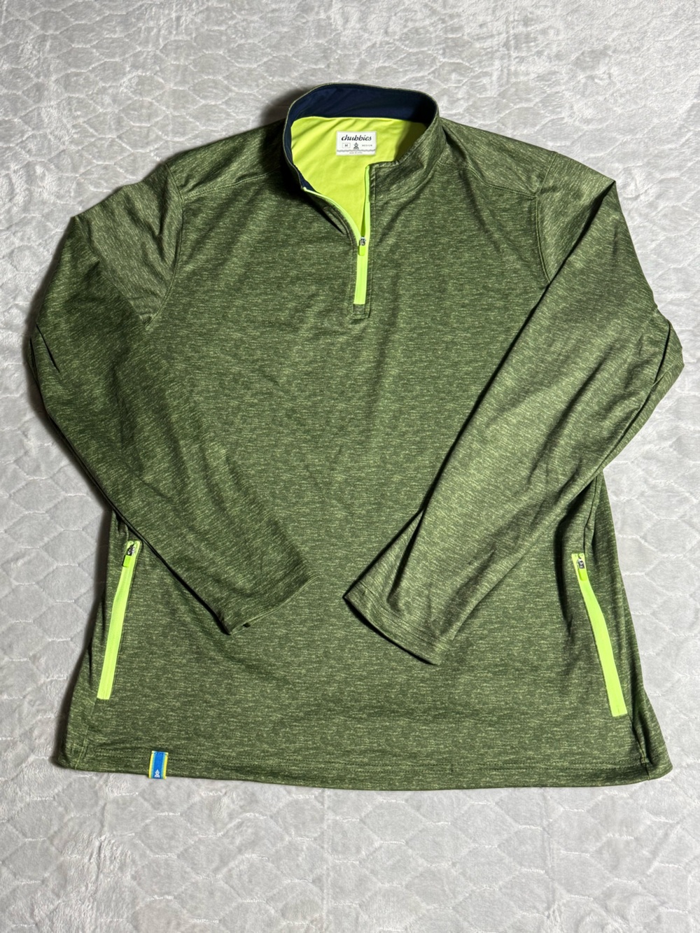 Chubbies Green Heather Quarter Zip Performance Pullover Medium